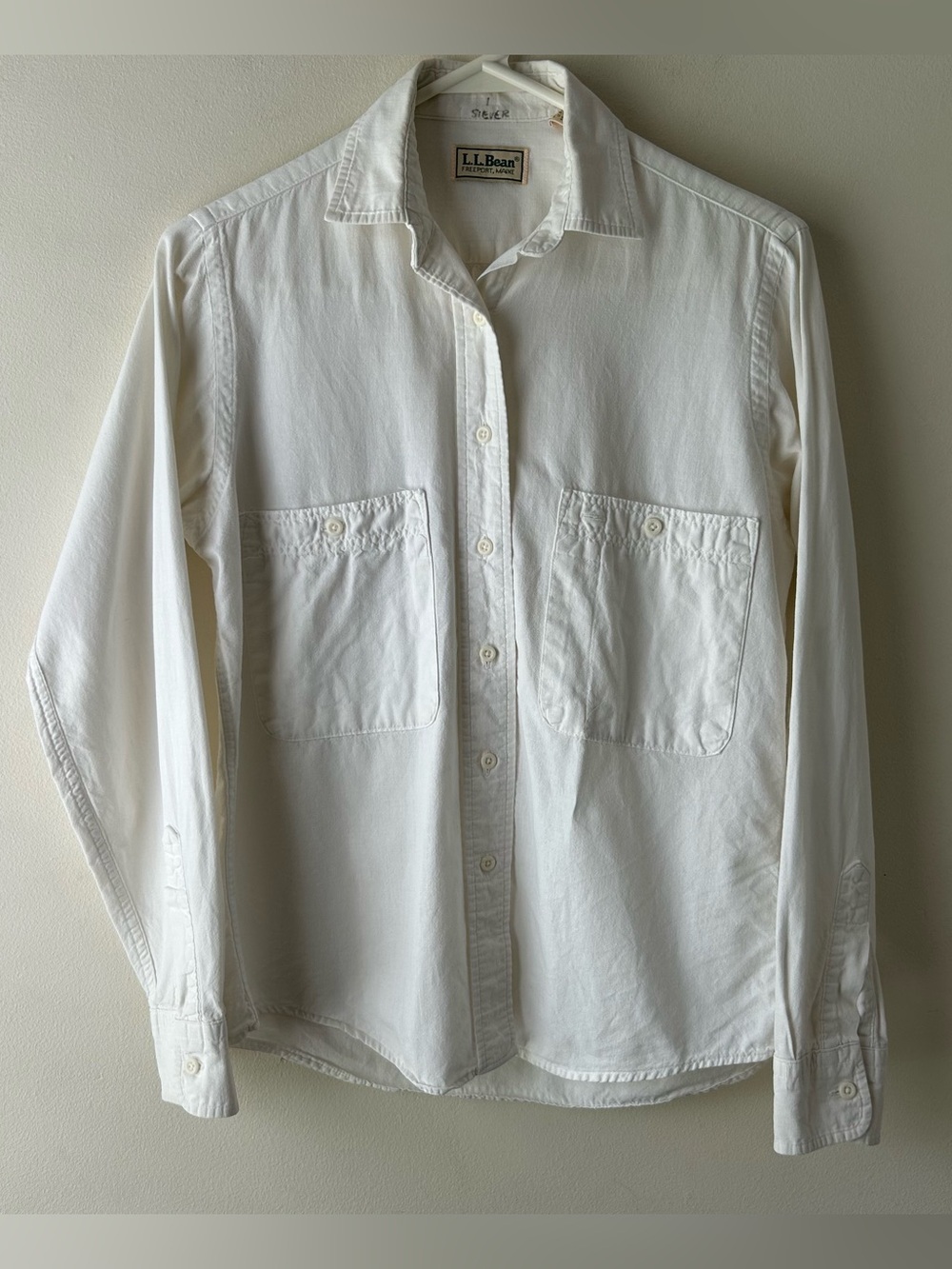 L.L. Bean White Button-Down Shirt with Chest Pockets